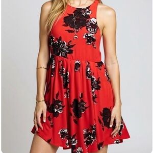 Free People Flutterby Dress Red Floral Halter Size 4